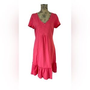 Pink V-Neck Short Sleeve Dress